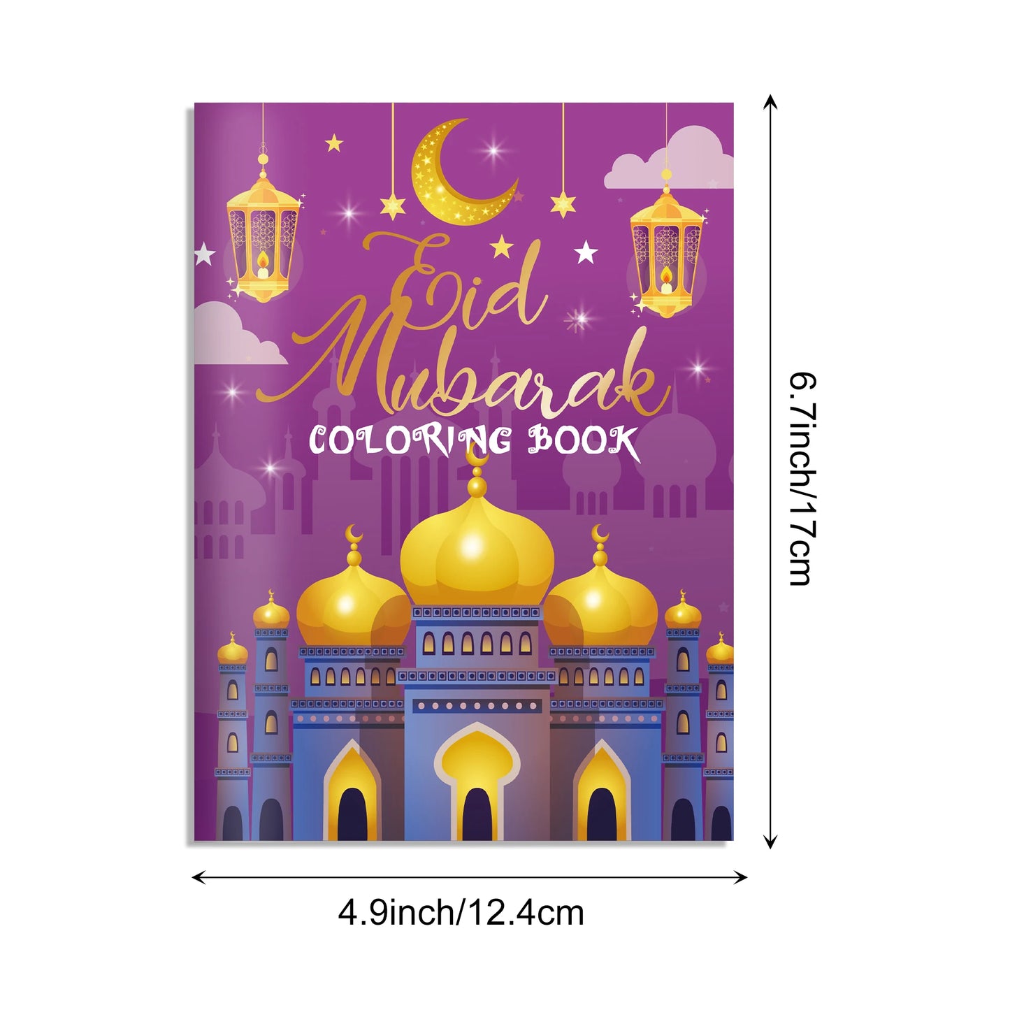 16 قطعة من كتاب تلوين صغير لحفلات رمضان وعيد مبارك لمستلزمات الحفلات الإسلامية